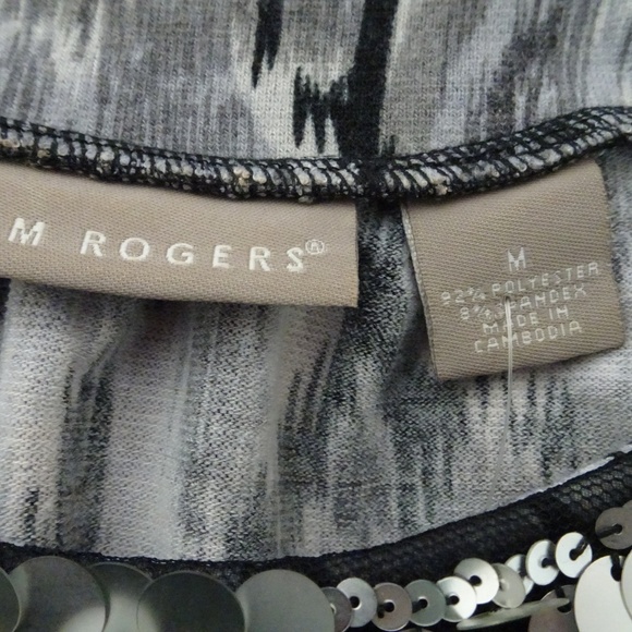 Ladies Size M Black/Gray 1/2 Sleeve Knit Top - Picture 7 of 8